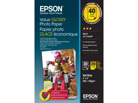 Epson Value Glossy Photo Paper - 10x15cm - 2x 20 Vellen