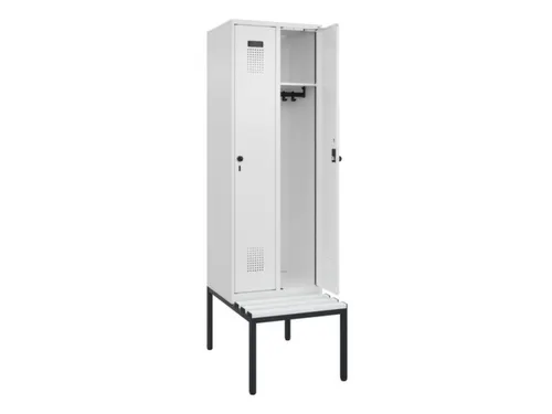 locker met bank,HxBxD 2120x600x815mm,2vak,vak B 300mm,draaigrendel