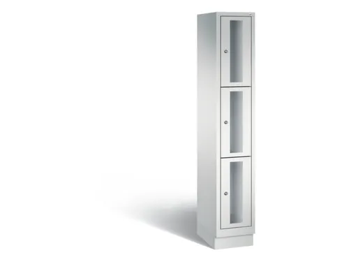 Lockerkast 1800x320x500mm 1x3 vakken Cilinderslot, Sokkel, RAL7035