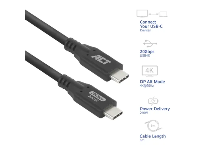 Kabel ACT USB-C 4.0 20Gbps 1m