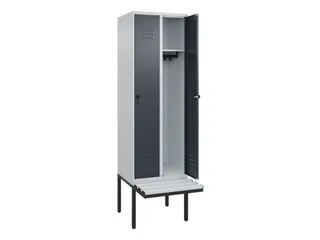 locker met bank,HxBxD 2120x600x815mm,2vak,vak B 300mm,draaigrendel - 2