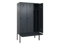 locker met bank,voor scheiding van kleding,HxBxD 2120x1200x815mm,3vak