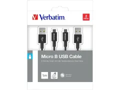 48874 VERBATIM Sync+Charge Kabel Micro USB-B 1m zwart 2 stuks