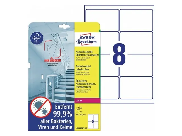 Antimicrobiële etiketten afneembaar transparant 99.1x67.7mm