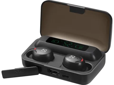 Earbuds + Powerbank 126-38 zwart in-ear