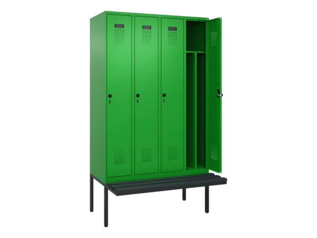 locker met bank,voor scheiding van kleding,HxBxD 2120x1200x815mm,4vak