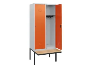 locker met bank,HxBxD 1950x800x815mm,2vak,vak B 400mm,cil.-slot - 2