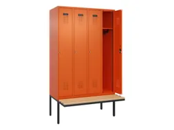 locker met bank,HxBxD 2120x1200x815mm,4vak,vak B 300mm,cilinderslot