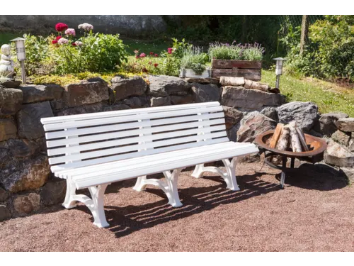 Kunststofbank 800x2000x420mm Zit H 410mm 12 Latten 3 Pootstellen Wit
