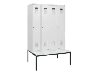 locker met bank,HxBxD 1950x1200x815mm,4vak,vak B 300mm,cilinderslot - 2