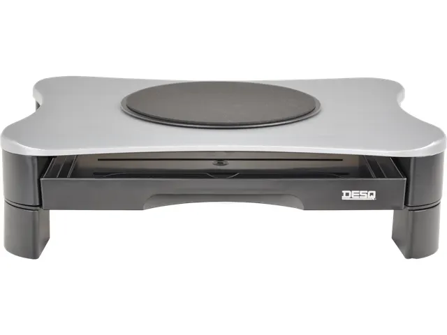 Monitorverhoger 2 Hoogte Standen 2 Lades Draaiplateau Zilver/Zwart