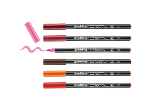 Brushpen Edding 4200 Porselein Warme Kl Assorti Etui à 6 Stuks