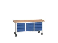 werkbank HxBxD 830x1750x600mm multiplexblad 9laden RAL7035