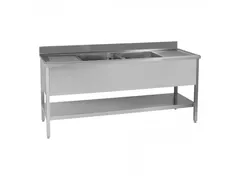 Multinox by Modular Spoeltafel 200cm 2 spoelbakken