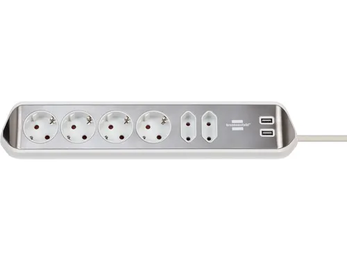 Stekkerdoos Brennenstuhl bureau Estilo 6 voudig inclusief 2 USB 2m