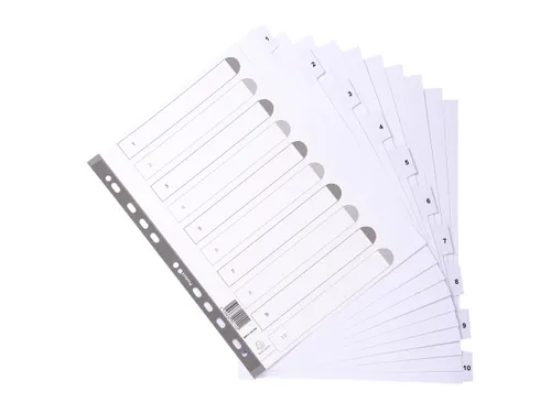 Bedrukte tabbladen karton 160g A4 Maxi 10-delig 1-10 Wit -