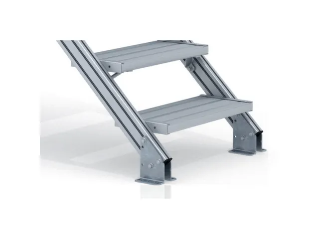 overgang,bordes H 1,29m,2x6treden,trede B 600mm,45° helling,aluminium