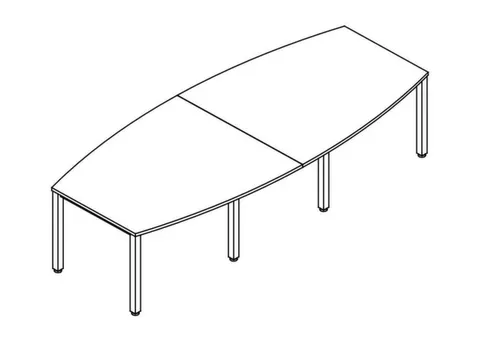 vergadertafel,HxBxD 740x2800x1200mm,vatvormig,MP-lichtgrijs
