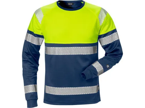 Fristads 7519 T-shirt voor P/COT, fluo geel/marineblauw, maat XS, per