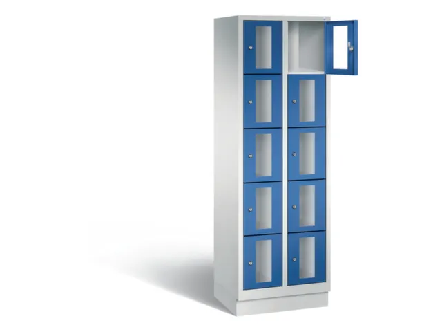 Lockerkast 1800x610x500mm 2x5 vakken Cilinderslot, Sokkel, RAL5010