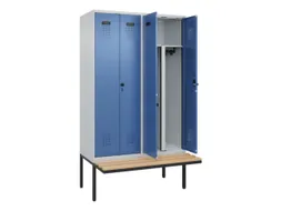 PBM-locker met bank,HxBxD 2120x1200x815mm,4vak,vak B 300mm