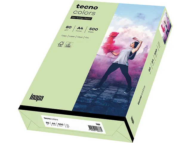 Inapa Tecno colors Gekleurd papier A4 midden groen 80 gram 500vel