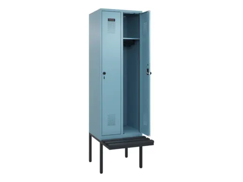 locker met bank,HxBxD 2120x600x815mm,2vak,vak B 300mm,draaigrendel
