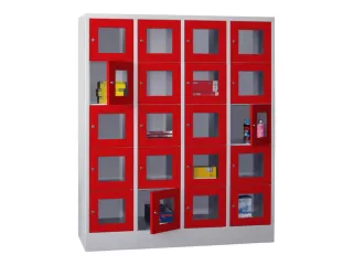 lockerkast,HxBxD 1850x1600x500mm,4x5vakken,RAL7035,front RAL3000 - 2