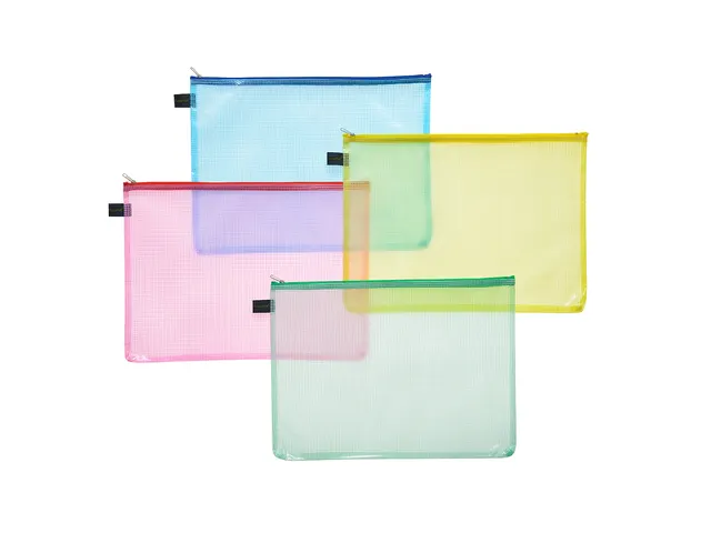 etui A5 PVC-vrij rood transparant met ritssluiting