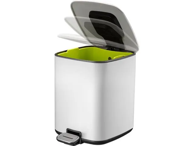 Vierkante Pedaalemmer Regent Step Bin 6 Liter Wit