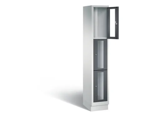 Lockerkast 1800x320x500mm 1x3 vakken Cilinderslot, Sokkel, RAL7021