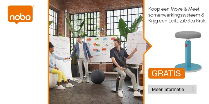 Gratis Zit-Sta kruk bij aankoop Move & Meet Mobiel whiteboard systeem!
