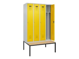 locker met bank,voor scheiding van kleding,HxBxD 2120x1200x815mm,4vak