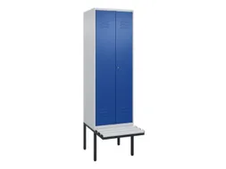 PBM-locker met bank,HxBxD 2120x600x815mm,2vak,vak B 300mm,cil.-slot