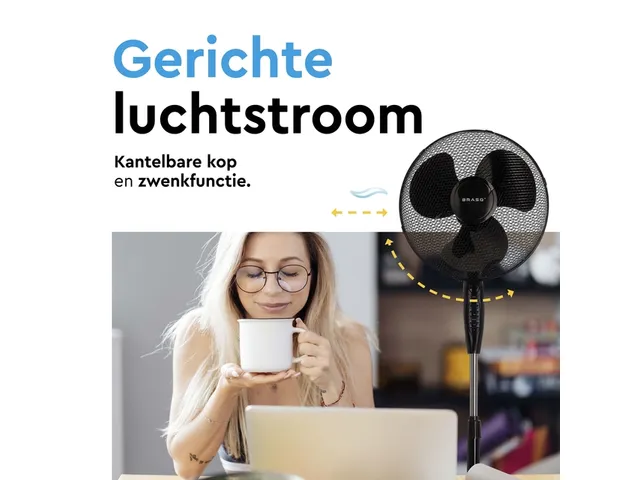 Statiefventilator BRASQ met remote Ø 40cm zwart