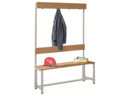 Omkleedbank Lxb 1000X400Mm Houten Latten Haken Enkelzijdig Lichtgrijs