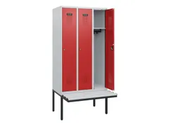 locker met bank,HxBxD 1950x900x815mm,3vak,vak B 300mm,cilinderslot