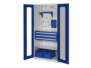 Materiaalkast Vensterdeuren Staal Hxbxd 1950x1000x600mm 3laden Ral5010 - 1