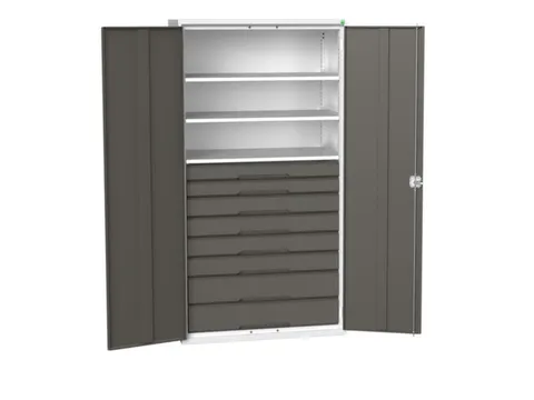 universele kast,HxBxD 2000x1050x550mm,3xStalen bodem,8lade(n)