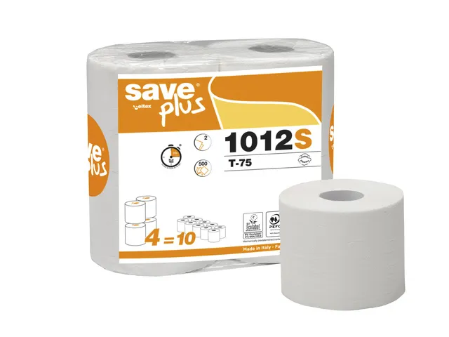 Toiletpapier Celtex Save Plus 2-laags wit 500 vel krimp 10x4 rol