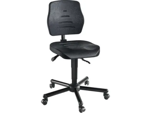 Werkplaatsstoel,standaardzitting zwart,PU-schuim