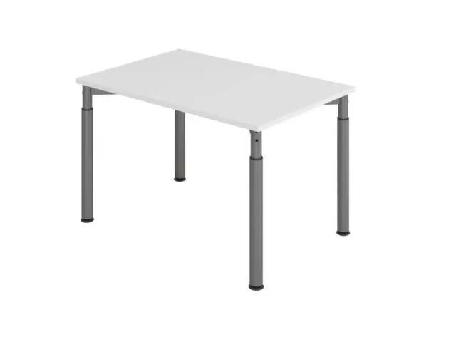 bureau,HxBxD 680-820x1200x800mm,blad grijs,4voeten grafiet,ronde buis