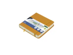 Schetsboek Kangaro 12x12cm okergeel PU hardcover 80 blad 140 grams roo