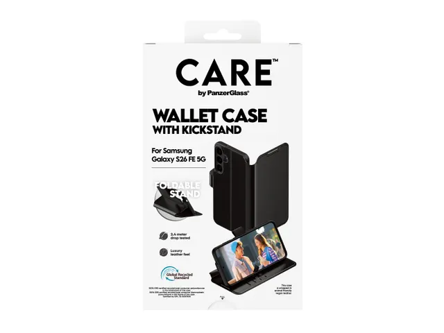PanzerGlass CARE by Wallet Case Black Samsung Galaxy S26 FE, Hoe