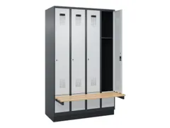 locker met bank,HxBxD 1950x1200x815mm,4vak,vak B 300mm,cilinderslot
