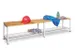 banc-patère,LxP 2000x370mm,barrettes en bois hêtre,piètement RAL300