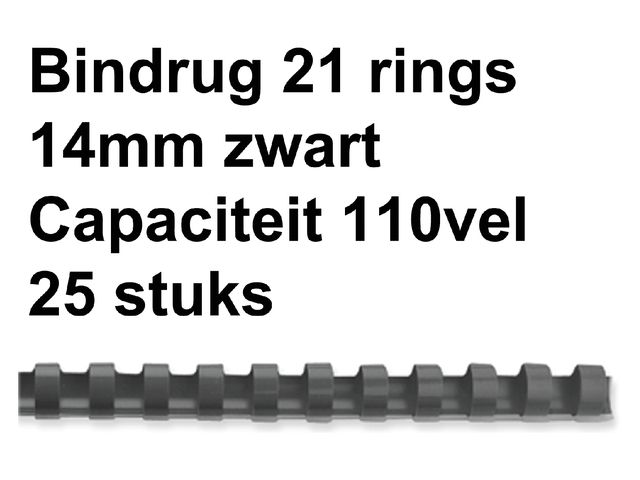 Bindrug Fellowes 14mm 21-rings A4 zwart 25 stuks | FellowesInbindmachine.nl
