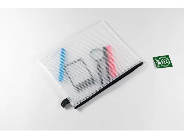 etui B5 PVC-vrij transparant met zwarte rits