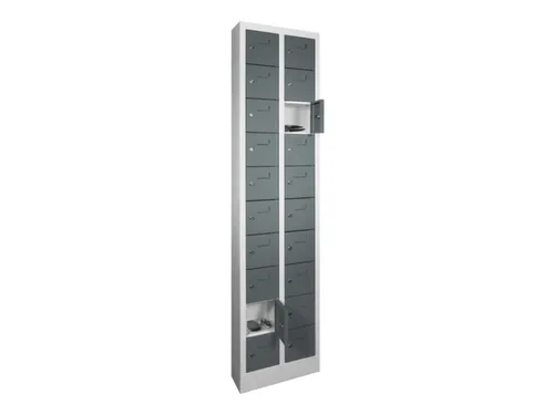 lockerkast,HxBxD 1950x460x200mm,2x10vakken,RAL7035,front RAL7016