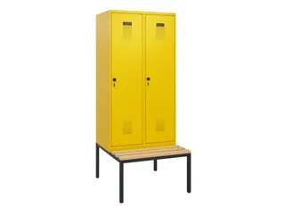 locker met bank,HxBxD 1950x800x815mm,2vak,vak B 400mm,draaigrendel - 2